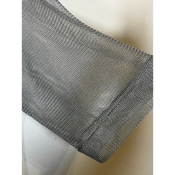 Retro Mesh Cardigan Gray M Funky Edgy Classic Chic Sheer Neutral Futuristic 80s - Picture 3 of 11
